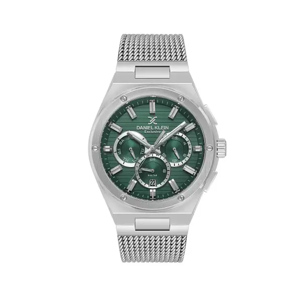 Kadranı Yeşil Kordonu Gümüş Renk 42 Mm Hediye Paketli Erkek Kol Saati
