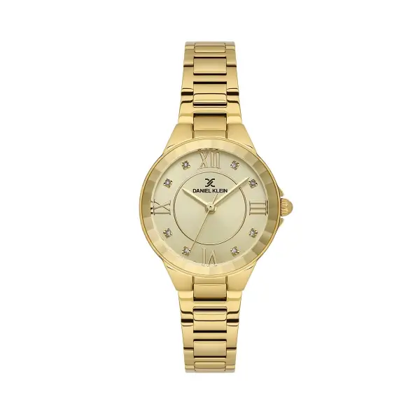 Kadranı Sarı Kordonu Gold Renk Hediye Paketli 30 Mm Kadın Kol Saati