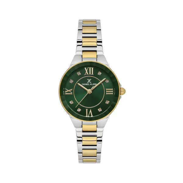Kadranı Yeşil Kordonu Gold Gümüş Renk Hediye Paketli 30 Mm Kadın Kol Saati