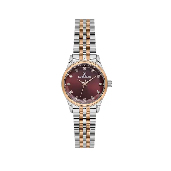Kadranı Bordo Kordonu Rose Gümüş Renk Hediye Paketli 28 Mm Kadın Kol Saati