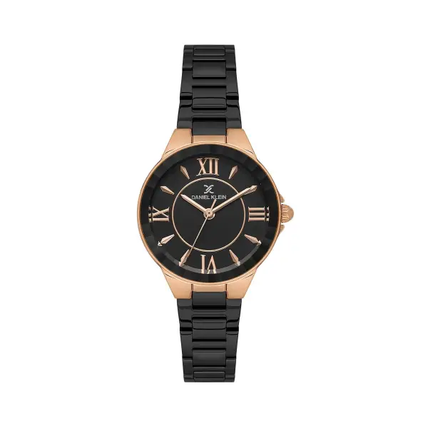 Kasası Rose Kordonu Siyah Renk Hediye Paketli 30 Mm Kadın Kol Saati