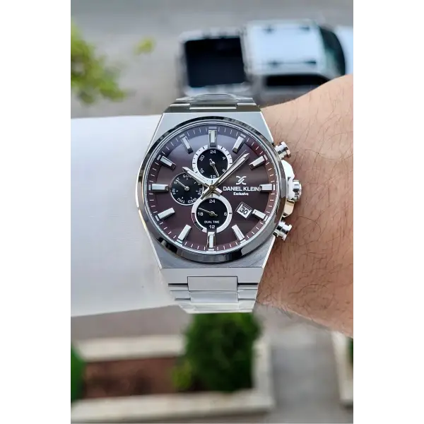 Kadranı Kahverengi Kordonu Gümüş Renk Hediye Paketli 44 Mm Erkek Kol Saati