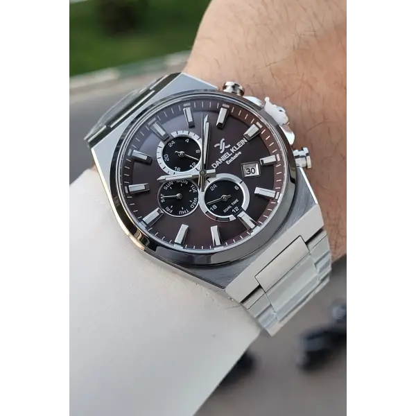 Kadranı Kahverengi Kordonu Gümüş Renk Hediye Paketli 44 Mm Erkek Kol Saati