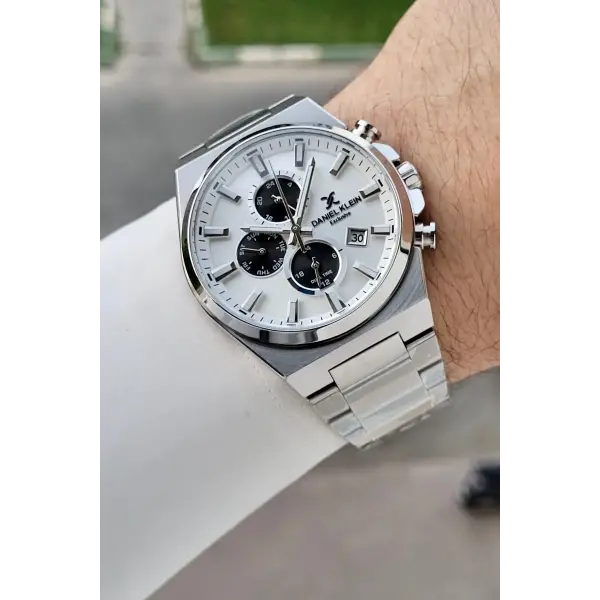 Gümüş Renk Hediye Paketli 44 Mm Erkek Kol Saati