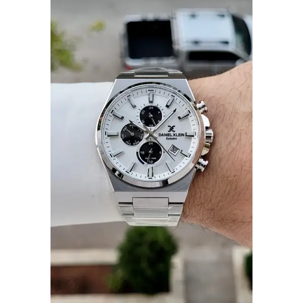 Gümüş Renk Hediye Paketli 44 Mm Erkek Kol Saati