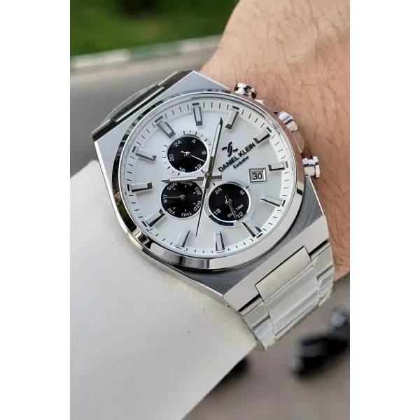 Gümüş Renk Hediye Paketli 44 Mm Erkek Kol Saati