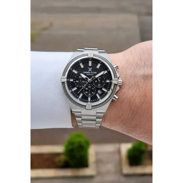 Kadranı Siyah Kordonu Gümüş Renk 44 Mm Hediye Paketli İç Göstergeleri Aktif Erkek Kol Saati