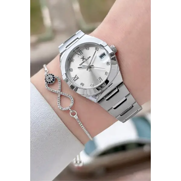 Gümüş Renk 30 Mm Kadın Kol Saati ve Bileklik