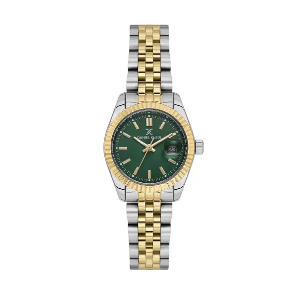Kadranı Yeşil Kordonu Gold Gümüş Renk 28 Mm Hediye Paketli Kadın Kol Saati ve Bileklik