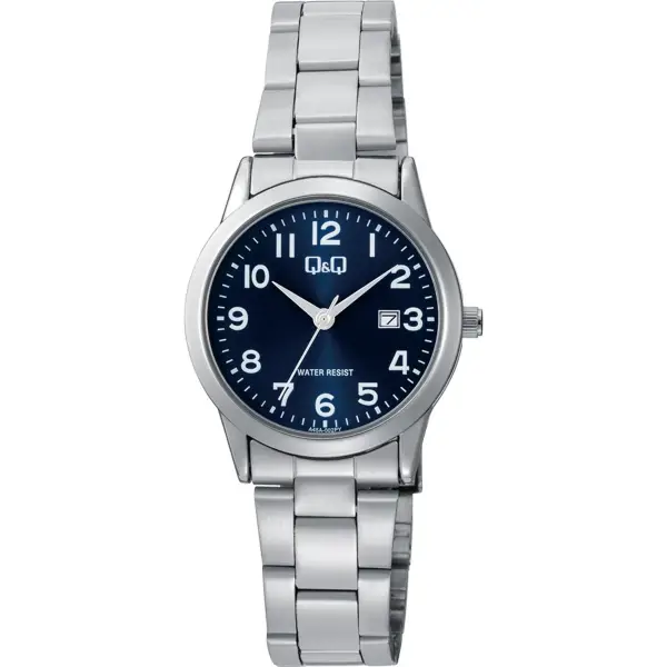 Kadranı Lacivert Kordonu Gümüş Renk 30 Mm Rakamlı Kadın Kol Saati