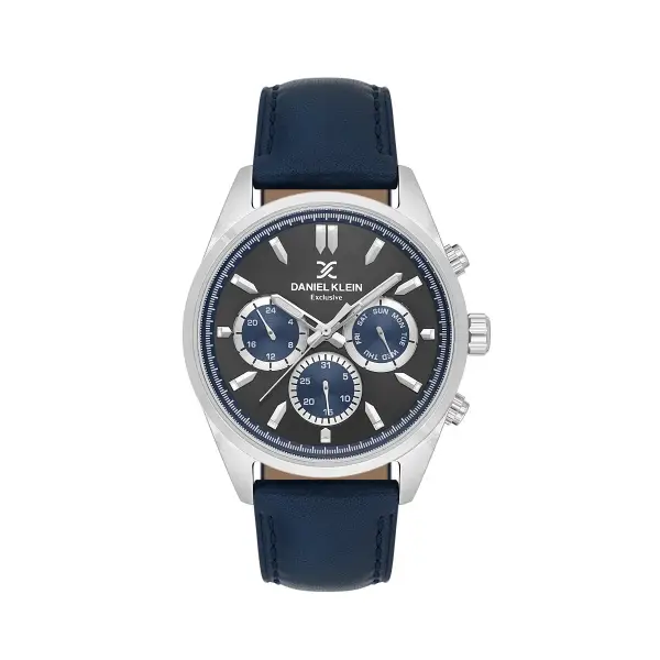 Gümüş Füme Lacivert Renk 43 Mm Hediye Paketli Erkek Kol Saati