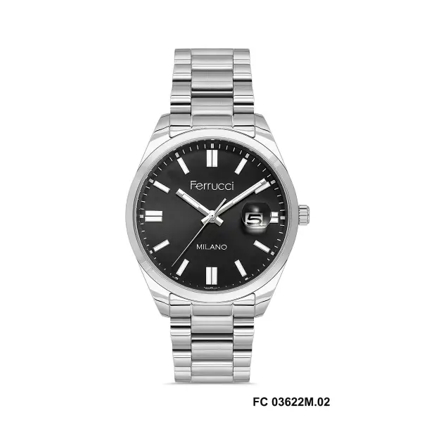 Kadranı Siyah Kordonu Gümüş Renk Hediye Paketli 40 Mm Takvimli Erkek Kol Saati