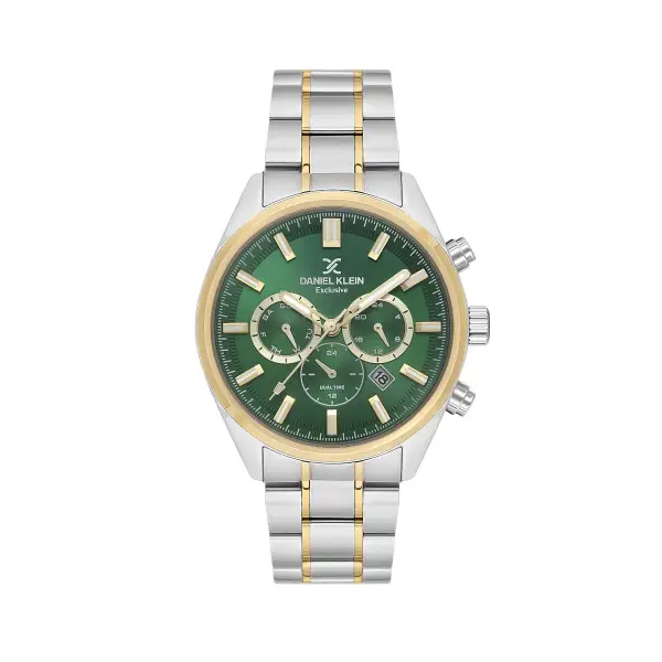 Kadranı Yeşil Kordonu Gold Gümüş Renk Hediye Paketli 44 Mm Erkek Kol Saati