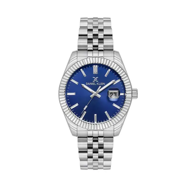 Kadranı Lacivert Kordonu Gümüş Renk Hediye Paketli 42 Mm Erkek Kol Saati