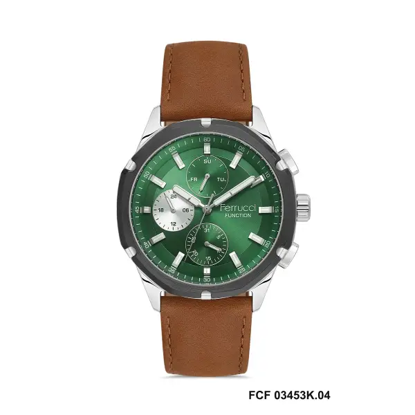 Kasası Gümüş Kordonu Kahverengi Renk Hediye Paketli 44 Mm Erkek Kol Saati