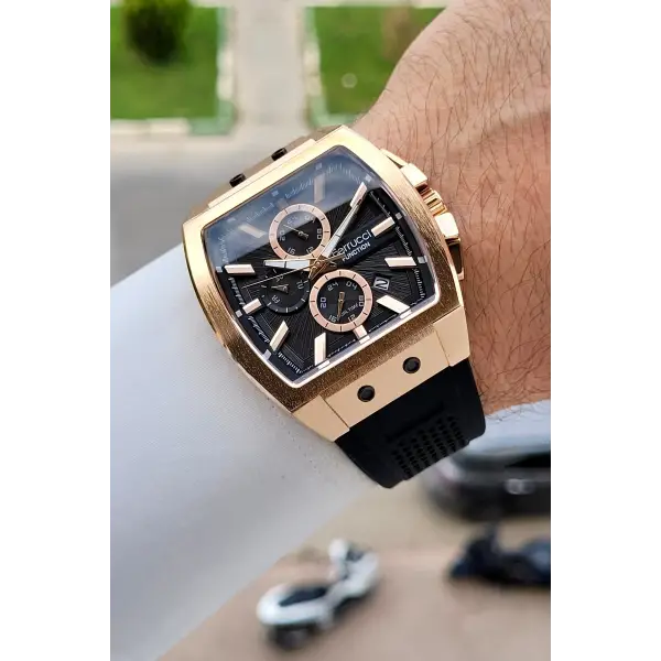 41 Mm Kasası Rose Kordonu Siyah Renk İç Göstergeleri Aktif Erkek Kol Saati