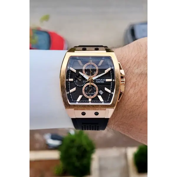 41 Mm Kasası Rose Kordonu Siyah Renk İç Göstergeleri Aktif Erkek Kol Saati