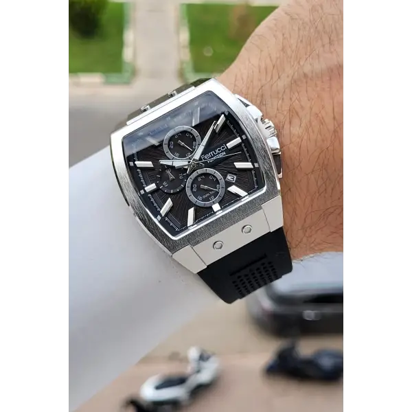 41 Mm Kasası Gümüş Kordonu Siyah Renk İç Göstergeleri Aktif Erkek Kol Saati