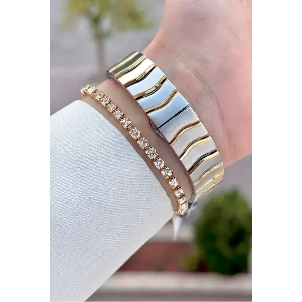 Kadranı Yeşil Kordonu Gold Gümüş Renk 30 mm Hediye Paketli Kadın Kol Saati