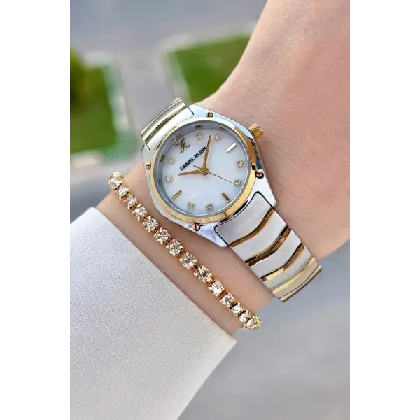 Gold Gümüş Renk 30 mm Hediye Paketli Kadın Kol Saati