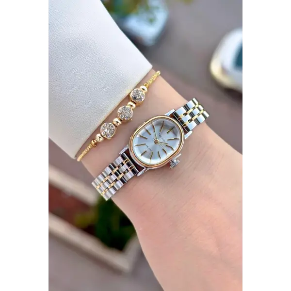 Gold Gümüş Renk 5 ATM Hediye Paketli 20 Mm Kadın Kol Saati