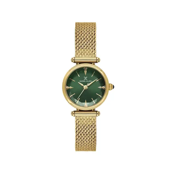 Kadranı Yeşil Kordonu Gold Renk 26 Mm Hediye Paketli Kadın Kol Saati