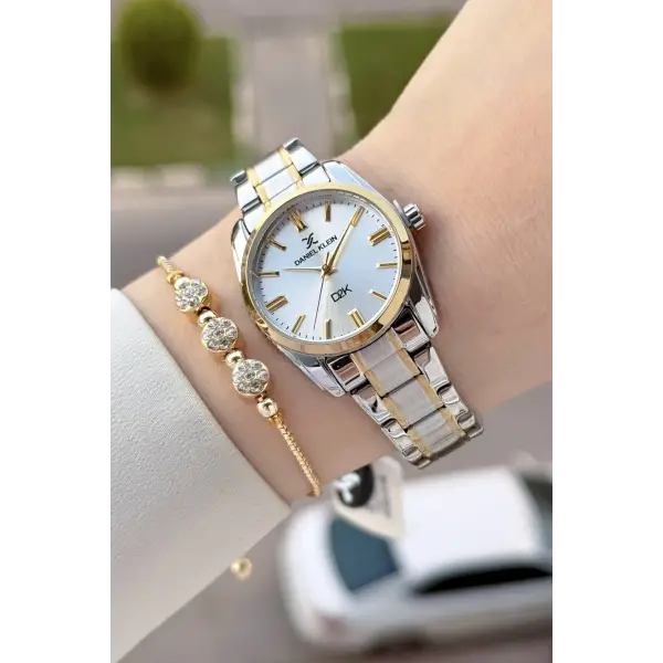 Gold Gümüş Renk 30 Mm Hediye Paketli Kadın Kol Saati