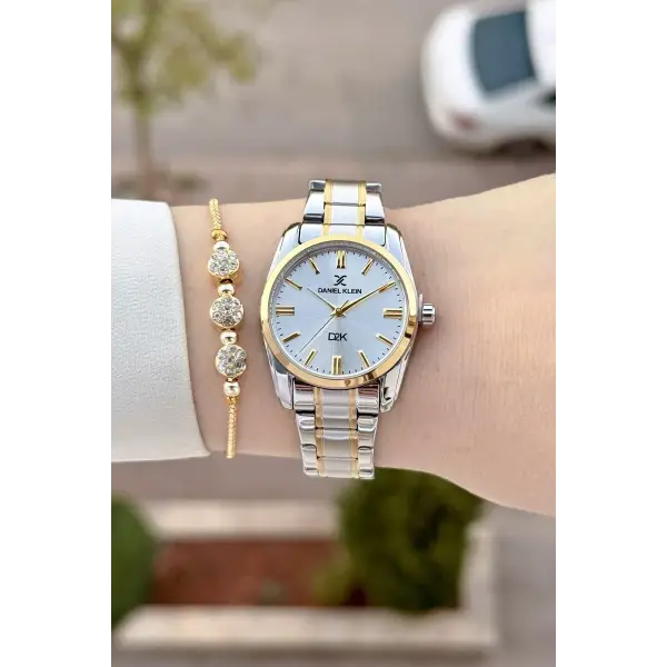 Gold Gümüş Renk 30 Mm Hediye Paketli Kadın Kol Saati
