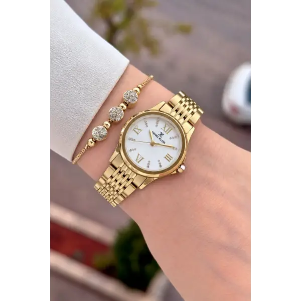 Gold Renk 28 Mm Hediye Paketli Kadın Kol Saati