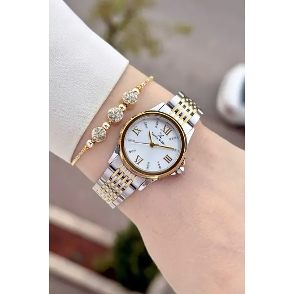 Gold Gümüş Renk 28 Mm Hediye Paketli Kadın Kol Saati