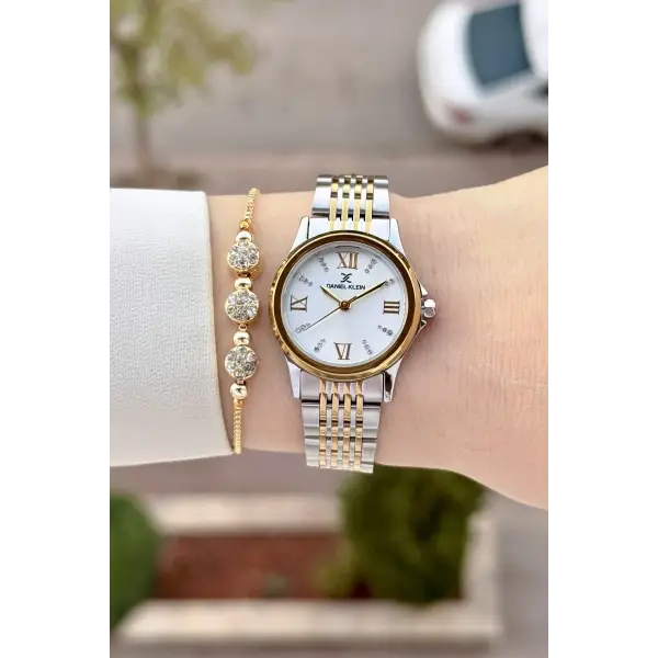 Gold Gümüş Renk 28 Mm Hediye Paketli Kadın Kol Saati