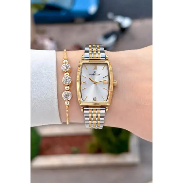 Gold Gümüş Renk Kadın Kol Saati