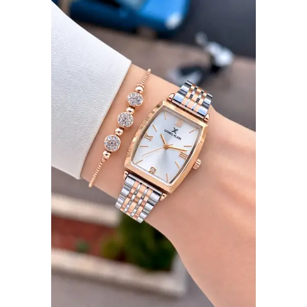 Rose Gümüş Renk 24 Mm Hediye Paketli Kadın Kol Saati
