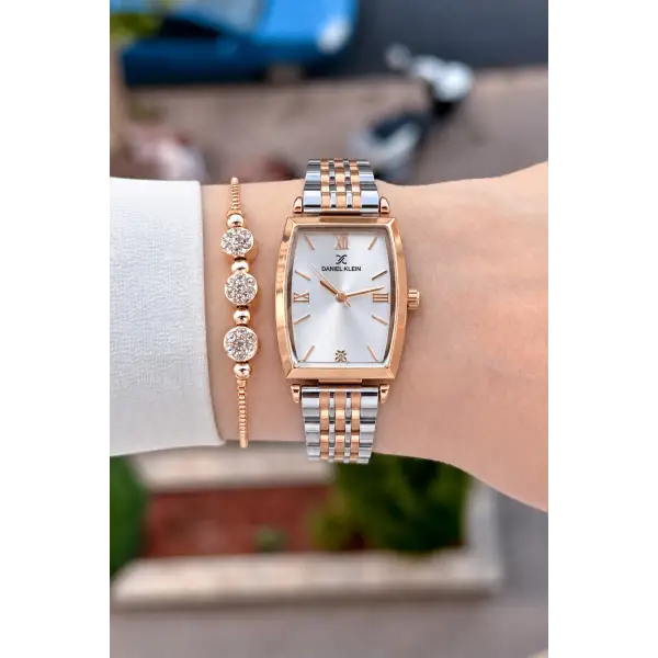 Rose Gümüş Renk 24 Mm Hediye Paketli Kadın Kol Saati