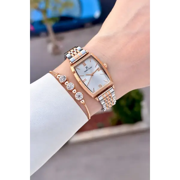 Rose Gümüş Renk 24 Mm Hediye Paketli Kadın Kol Saati