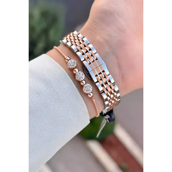 Rose Gümüş Renk 24 Mm Hediye Paketli Kadın Kol Saati