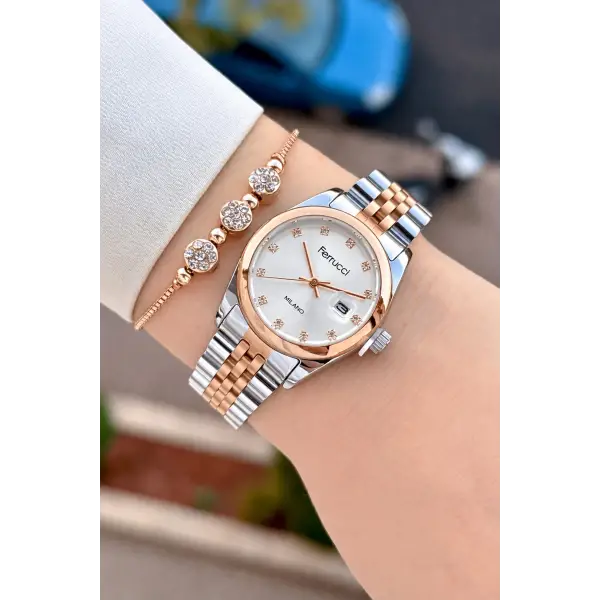 Rose Gümüş Renk 28 Mm Hediye Paketli Kadın Kol Saati