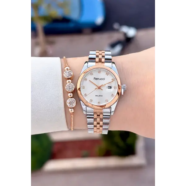 Rose Gümüş Renk 28 Mm Hediye Paketli Kadın Kol Saati