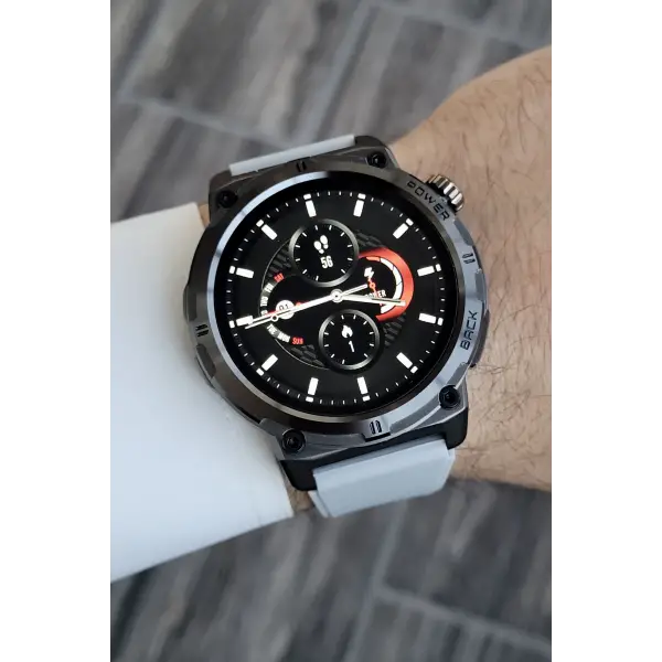 Çağrı Alma ve Yapma Özellikli Kasası Siyah Kordonu Gri Renk Akıllı Saat