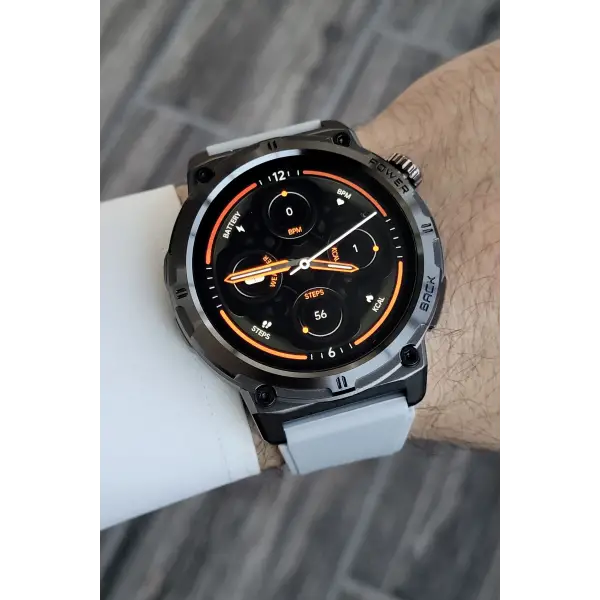 Çağrı Alma ve Yapma Özellikli Kasası Siyah Kordonu Gri Renk Akıllı Saat