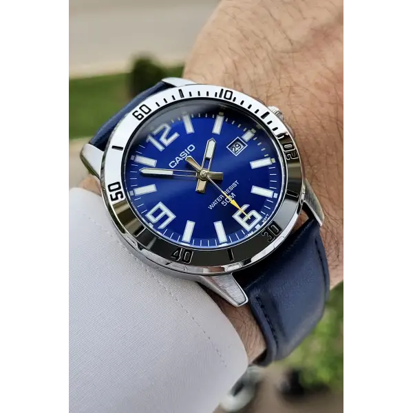 Casio CSISTE11 Kasası Gümüş Kordonu Lacivert Renk Hediye Paketli Erkek Kol Saati
