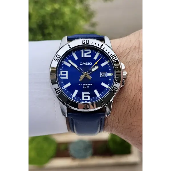 Casio CSISTE11 Kasası Gümüş Kordonu Lacivert Renk Hediye Paketli Erkek Kol Saati