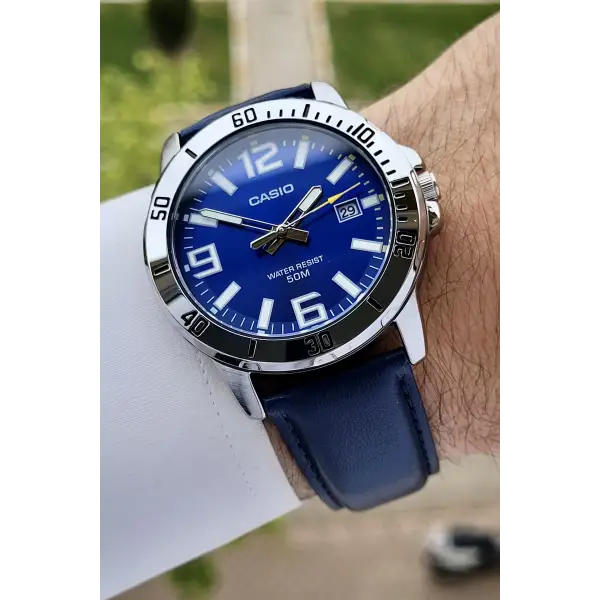 Casio CSISTE11 Kasası Gümüş Kordonu Lacivert Renk Hediye Paketli Erkek Kol Saati