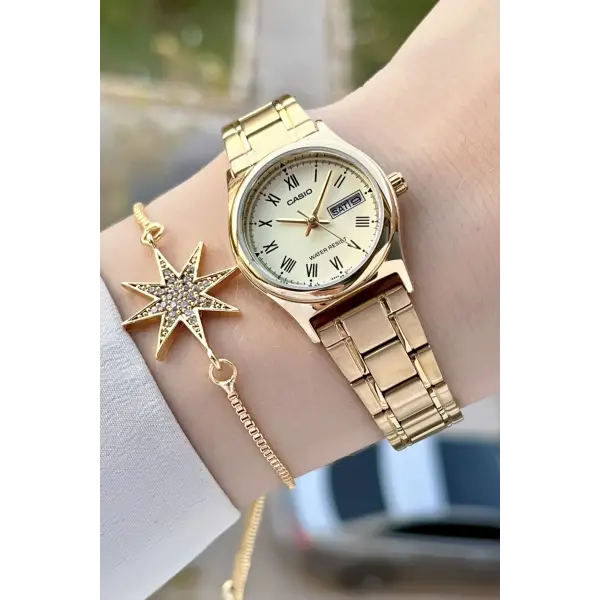 Casio CSISTE144 Gold Renk Takvimli Kadın Kol Saati
