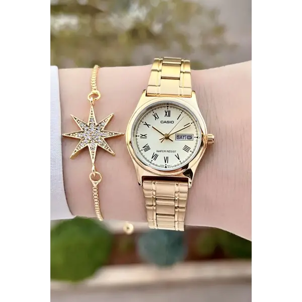 Casio CSISTE144 Gold Renk Takvimli Kadın Kol Saati