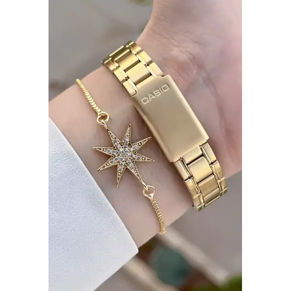 Casio CSISTE144 Gold Renk Takvimli Kadın Kol Saati