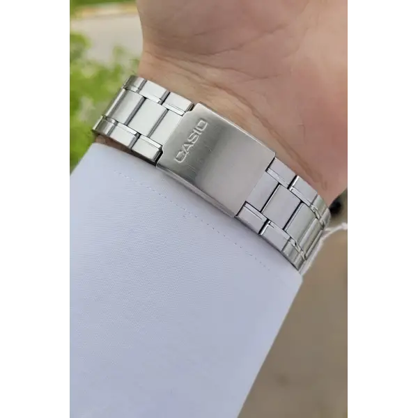 Casio CSISTE15 Kadranı Beyaz Kordonu Gümüş Renk Takvim ve Günlü Hediye Paketli Erkek Kol Saati
