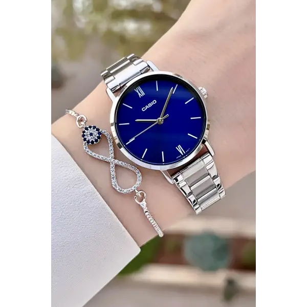 Casio CSISTE159 Kadranı Lacivert Kordonu Gümüş Renk Kadın Kol Saati