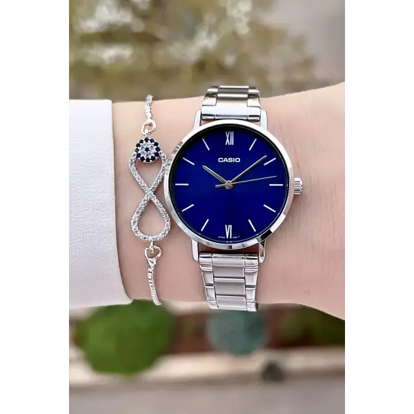 Casio CSISTE159 Kadranı Lacivert Kordonu Gümüş Renk Kadın Kol Saati