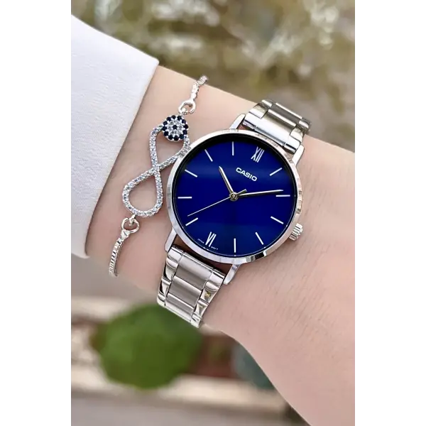 Casio CSISTE159 Kadranı Lacivert Kordonu Gümüş Renk Kadın Kol Saati